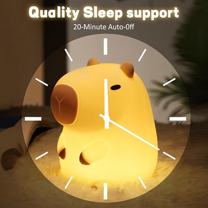 Capybara Night Light, Soft Silicone Capybara Lamp for Kids, Cute Capybara Gifts, Portable and Rechargeable Touch Control Kawaii Animal Lamp, Birthday Gifts for Boys Girls - LeafyLoom