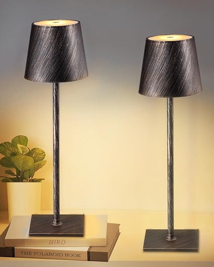 2 Pack Cordless Table Lamps, 3 Colors Stepless Dimming, 5000mAh Rechargeable Battery LED Desk Lamp for Bedroom/Couple Dinner/Desk/Cafe/Dining Room/Terrace(Antique Copper) - LeafyLoom