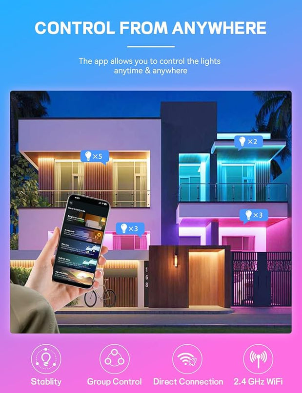 Smart Light Bulbs 4Pack with Remote, A19 E26 800LM LED Color Changing Light Bulb, WiFi & Bluetooth 5.0, Warm to Cool White, Dimmable, RGB Smart Home Lighting Work with Alexa Google Assistant Vanance