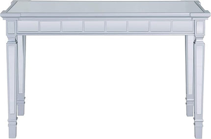 SEI Furniture Glenview Glam Mirrored Writing Desk w/ Drawers, Matte Silver - LeafyLoom