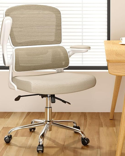 Office Chair, Ergonomic Desk Chair - Thick Cushion Adjustable Height Computer Chair with Lumbar Support and Flip-up Armrests, Home Office Desk Chairs, Swivel Executive Task Chair - LeafyLoom