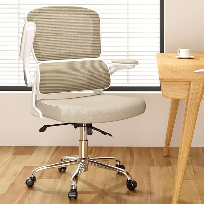 Office Chair, Ergonomic Desk Chair - Thick Cushion Adjustable Height Computer Chair with Lumbar Support and Flip-up Armrests, Home Office Desk Chairs, Swivel Executive Task Chair - LeafyLoom