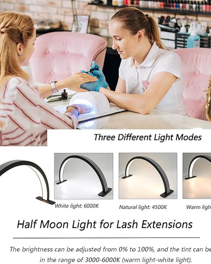 Half Moon Nail Desk Lamp, Half Moon Light for Nail Desk,Arch Light for Nail Techs,Nails lamp Sparkle,Bright Light,Without Shadows,Large Work Space,Black,28IN - LeafyLoom