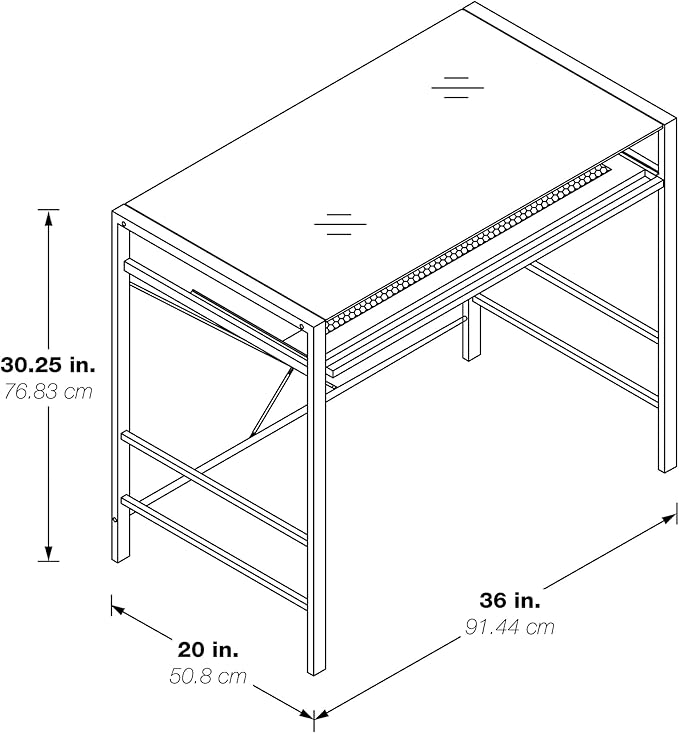 OSP Home Furnishings Zephyr Computer Desk with Keyboard Shelf and Tempered Glass Top, Black Glass and Silver Frame - LeafyLoom