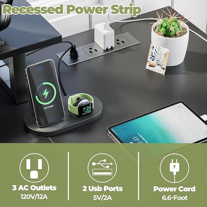 Homieasy L Shaped Computer Desk with Storage File Drawer, Reversible Home Office Desk with Recessed Power Strip and Led Strip, Corner Gaming Desk Work Study Table with Monitor Stand, Black - LeafyLoom