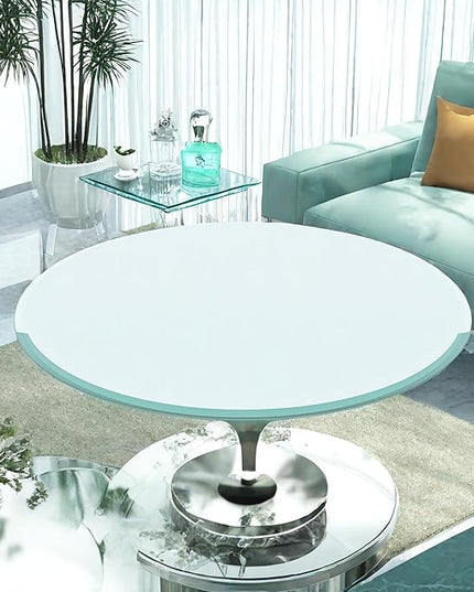 Round Tempered Glass Table Top, 32 Inch, Transparent - LeafyLoom
