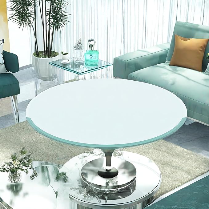 Round Tempered Glass Table Top, 32 Inch, Transparent - LeafyLoom