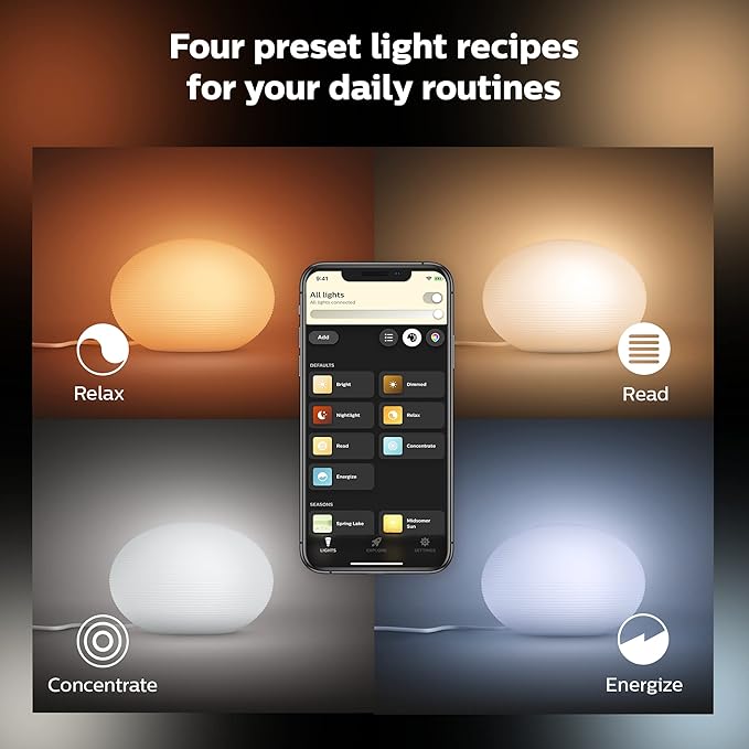 Philips Hue Flourish Smart Table Lamp, White- White and Color Ambiance LED Color-Changing Light- 1 Pack - Control with Hue App- Compatible with Alexa, Google Assistant, and Apple Homekit PhilipsHue