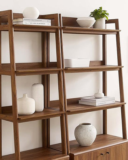 Modway Bookshelf Display Cases in Walnut - Set of 2 - LeafyLoom