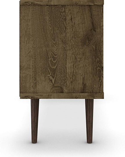 Manhattan Comfort Liberty Mid Century Modern TV Stand for Televisions up to 50 Inches, Bedroom and Living Room Entertainment Center with Storage, Shelves, and Cabinet, 53" Wide, Rustic Brown/Aqua - LeafyLoom