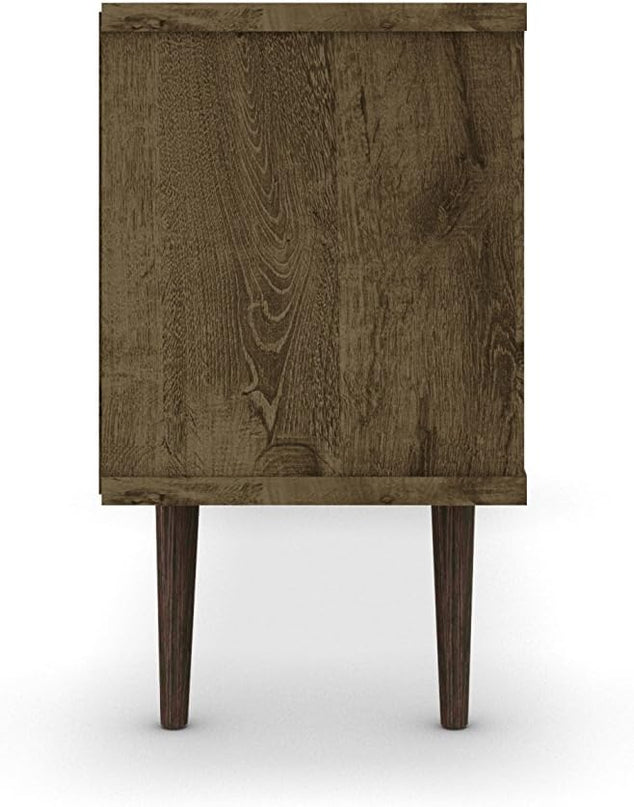 Manhattan Comfort Liberty Mid Century Modern TV Stand for Televisions up to 50 Inches, Bedroom and Living Room Entertainment Center with Storage, Shelves, and Cabinet, 53" Wide, Rustic Brown/Aqua - LeafyLoom