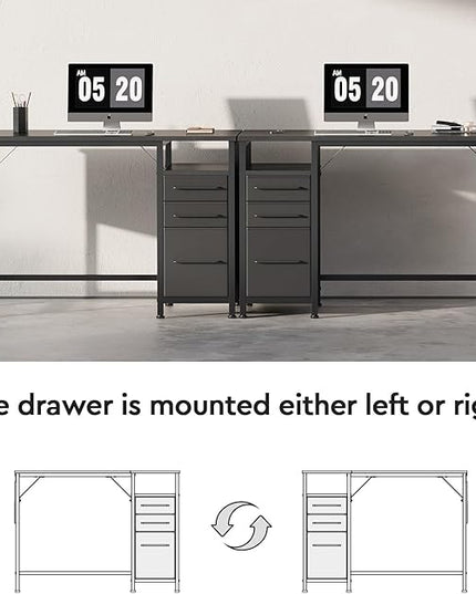 Ｍａｉｈａｉｌ Maihail Small Desk with Drawers, 40 inch Computer Desk with Shelves, Writing Desk with Storage, Small Office Desk with Metal Frame, Black - LeafyLoom