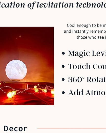 Floating Moon Lamp 16 Colors Magnetic Levitating Moon Light, Great Gift for Family, Kids and Lover for Birthdays, Valentine's Day, Anniversary（Dark Brown Base - LeafyLoom