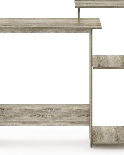 Furinno Efficient Home Laptop Notebook Computer Desk with Square Shelves, Sonoma Oak/White - LeafyLoom