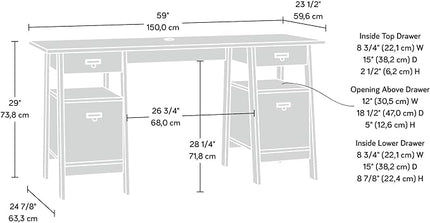Sauder Trestle Executive Trestle Desk, Chalked Chestnut finish - LeafyLoom