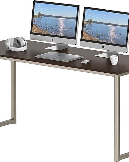 SHW Home Office 55-Inch Computer Desk, 24" Deep, Espresso - LeafyLoom