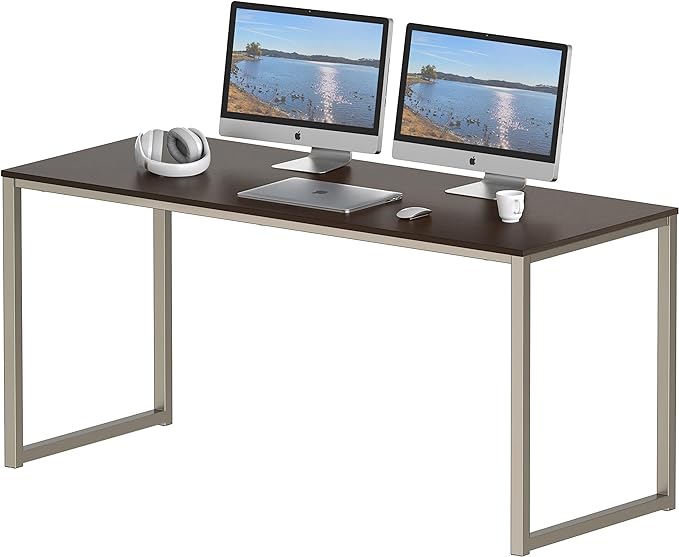 SHW Home Office 55-Inch Computer Desk, 24" Deep, Espresso - LeafyLoom