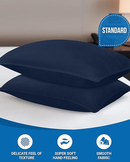 Utopia Bedding Bed Pillows for Sleeping (Navy), Standard Size, Set of 2, Hotel Pillows, Cooling Pillows for Side, Back or Stomach Sleepers - LeafyLoom