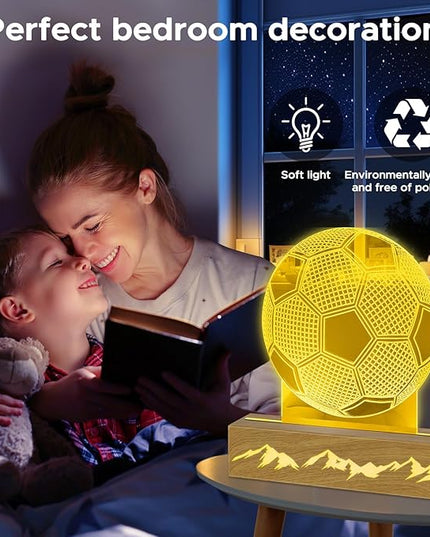 Ideas Soccer Gifts 3D Lamp - Unique Soccer Room Decor - Glow in The Dark Soccer Ball with Remote Contro, Soccer Birthday Gifts for Boys, Friend - LeafyLoom