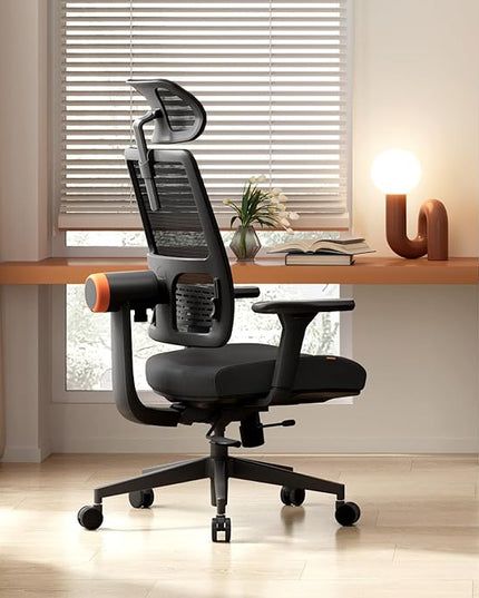 Newtral Ergonomic Home Office Chair, High Back Desk Chair with Unique Adaptive Lumbar Support, Adjustable Headrest, Seat Depth Adjustment, 96°-126° Tilt Function, 4D Armrest Recliner - LeafyLoom
