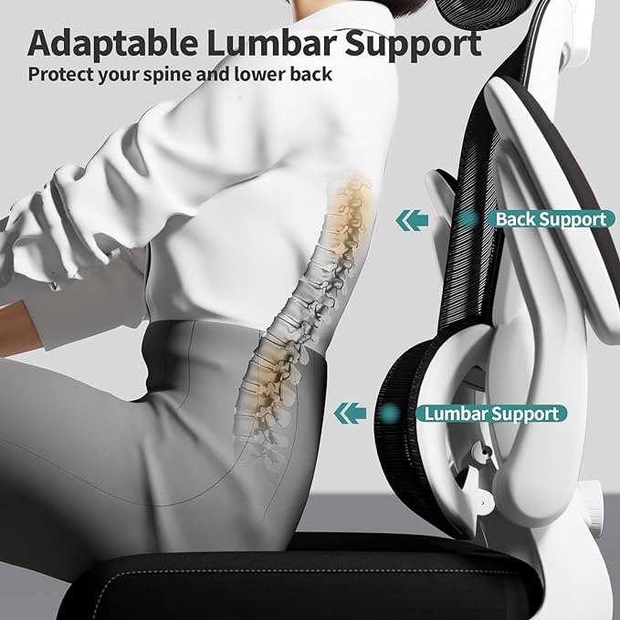 Ergonomic Office Chair Desk Chair, Gaming Chair, Computer Chair, Home Mesh Office Desk Chairs with Wheels,Comfortable Office Chair (Black&White) - LeafyLoom