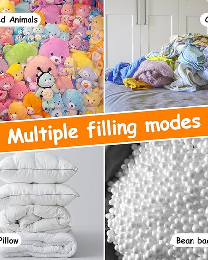 Stuffed Animal Storage Bean Bag Cover for Kids, Bean Bag Stuffed Animal Storage for Boys and Girls | Organize, Sit, Play, Box | X-Large, Cylinder, 2 Zippers at Both Ends, 100% Cotton Canvas - LeafyLoom