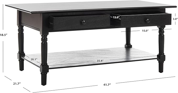 Safavieh American Homes Collection Boris Distressed Black Coffee Table - LeafyLoom
