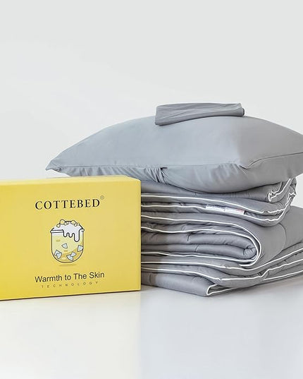 COTTEBED Ultra-Soft Winter King Size Comforter Set, Warm California Cal King Thick Milk Cup Cozy Fully Breathable Bedding 1 Down Alternative with 2 Pillowcase for Winter, Dark Gray - LeafyLoom