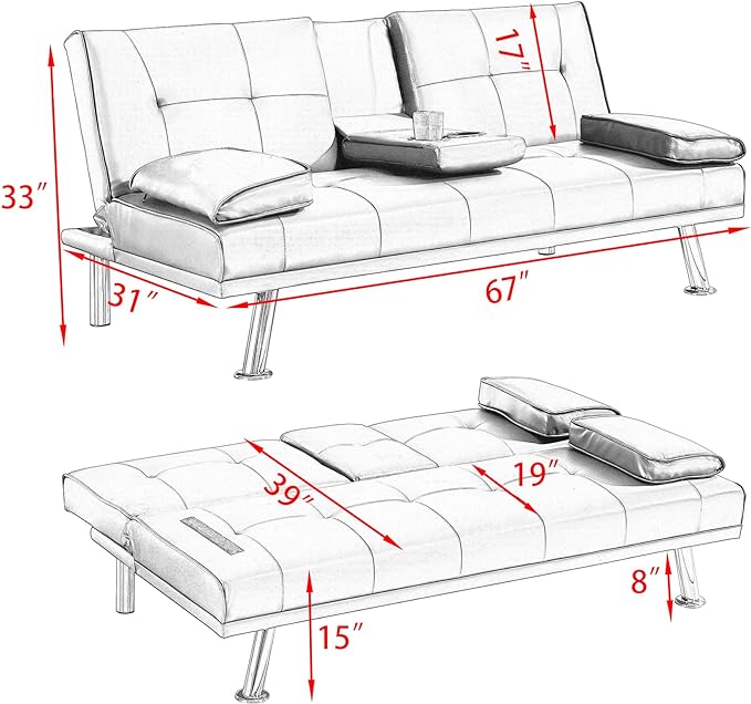 NicBex Rose-SF-00544-DX Sofas, 67" W x 31" D x 33" H, Brown - LeafyLoom