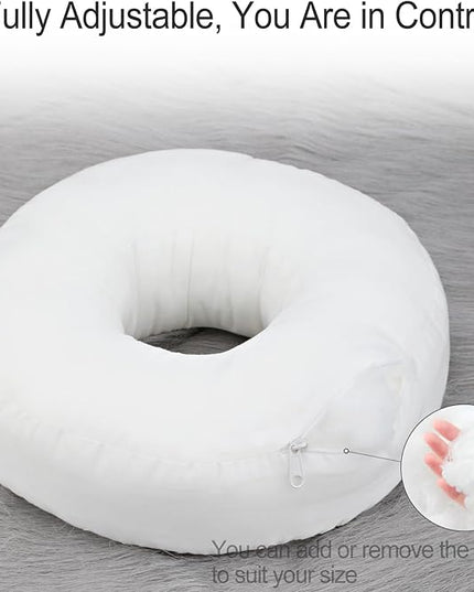 Washable Ear Piercing Pillow with Removable Pillowcase Donut Pillows Hole for Ear Pain Relief CNH Sleeping Pressure Sore Side Sleepers Ear Guard Protector, Minky Dot Gray Cover - LeafyLoom