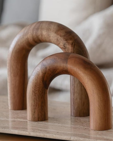 Wood Arch Bookshelf Decor - Shelf Decor Accents, Coffee Table Decor Items, Modern Home Decor, Entryway Decor, Decorative Objects, Coffee Table Decorations Living Room, Desk Decor Aesthetic - LeafyLoom