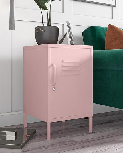 Novogratz Cache Metal Locker End Table, Bashful Pink - LeafyLoom