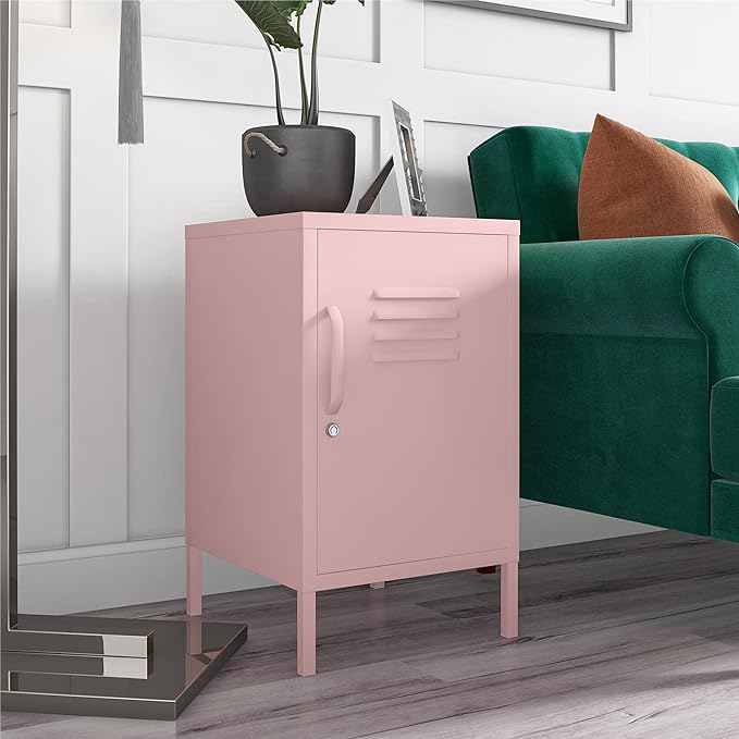 Novogratz Cache Metal Locker End Table, Bashful Pink - LeafyLoom