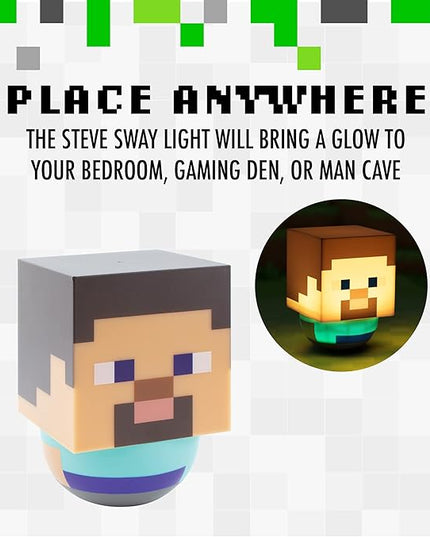 Paladone Steve Swaying Night Light for Kids | Officially Licensed Minecraft Bedroom Decor, Multicolour, one Size - LeafyLoom