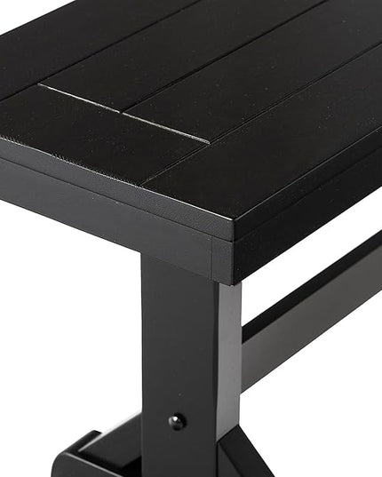 Walker Edison 3 Person Modern Farmhouse Wood Armless Kitchen Table Set Dining Chairs, 60 Inch, Black - LeafyLoom