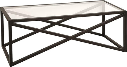 Calix 46'' Wide Rectangular Coffee Table in Blackened Bronze - LeafyLoom