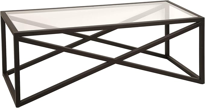 Calix 46'' Wide Rectangular Coffee Table in Blackened Bronze - LeafyLoom
