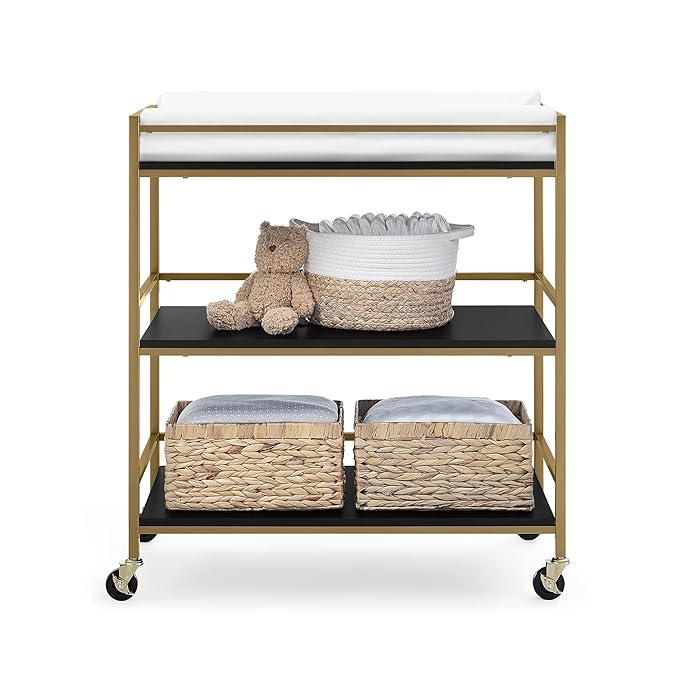 Delta Children Jade Changing Table/Cart, Ebony Melamine/Bronze - LeafyLoom