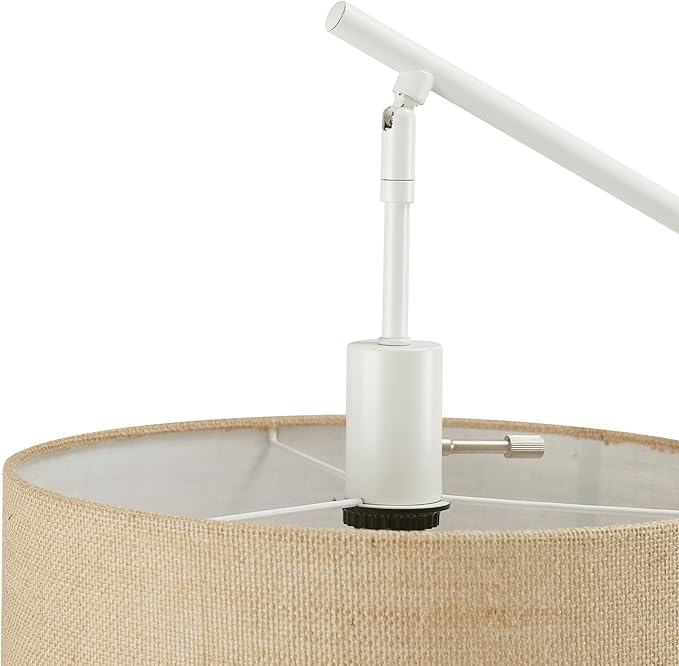 Globe Electric Serena 66" Floor Lamp, Matte White, Faux Wood Accents, Jute Shade, Dimmable Rotary Switch on Socket - LeafyLoom