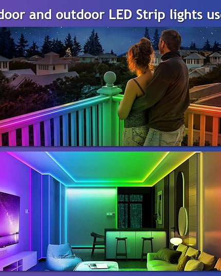 150ft Outdoor LED Strip Lights Waterproof,IP68 Outside Led Light Strips Waterproof with App and Remote,Music Sync RGB Exterior Led Rope Lights with Self Adhesive Back for Deck,Balcony,Pool LETIANPAI