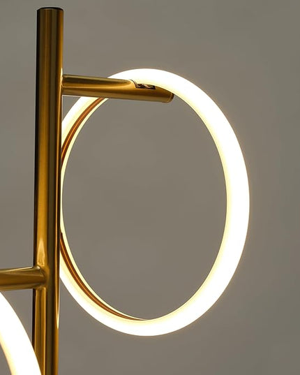 Brightech Saturn Table Lamp, Great Living Room Decor, Desk Tree Lamp for Offices, Contemporary Lamp for Living Rooms, Nightstand Lamp with 2 LED Lights for Bedroom Reading - Brass - LeafyLoom