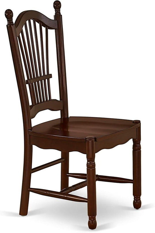 East West Furniture ANDO5-MAH-W Antique 5 Piece Dining Set for 4 Includes a Round Kitchen Table with Pedestal and 4 Dinette Chairs, 36x36 Inch - LeafyLoom