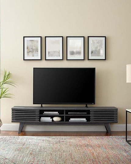 Modway Render Mid-Century Modern Low Profile 70 Inch Media Console TV Stand in Charcoal, 70" - LeafyLoom