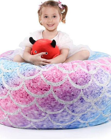 KABOER Bean Bag Cover for Kids,200L Stuffed Animal Storage Bean Bag Chair Cover |Stuffable Zipper Beanbag for Organizing Children Soft Plush Toys (32x29inch) - LeafyLoom