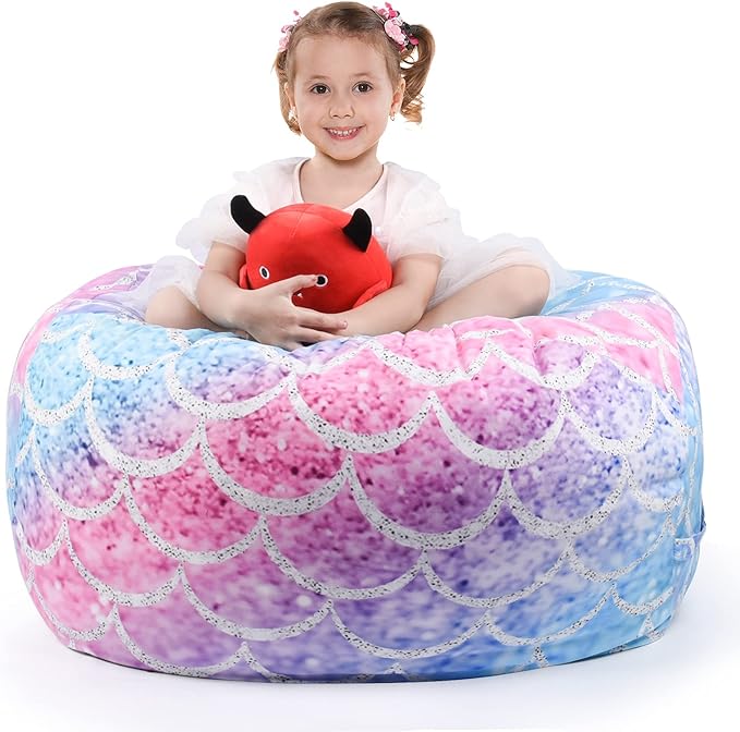 KABOER Bean Bag Cover for Kids,200L Stuffed Animal Storage Bean Bag Chair Cover |Stuffable Zipper Beanbag for Organizing Children Soft Plush Toys (32x29inch) - LeafyLoom