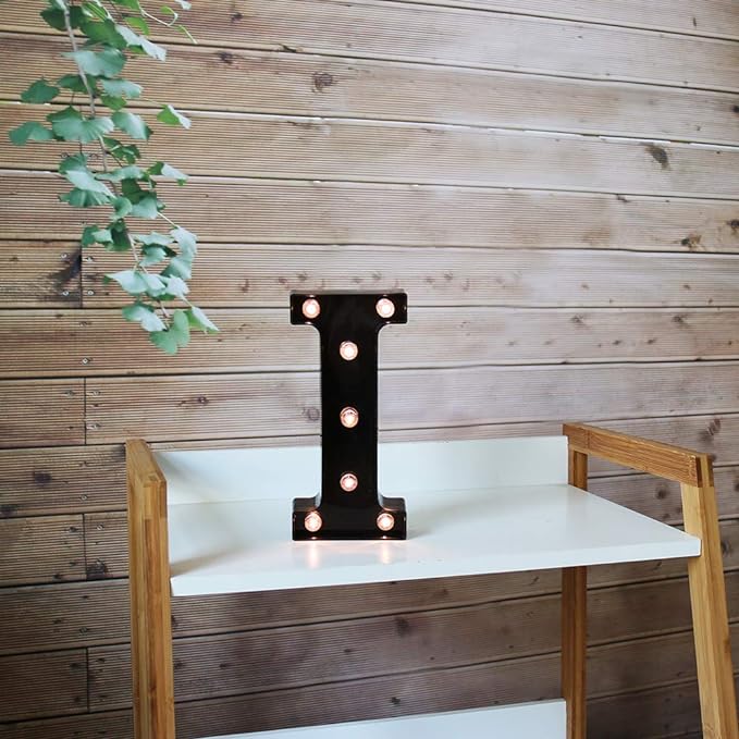 Light Up Black Alphabet Marquee Letters Sign LED Marquee Number Lights Sign for Night Light Home Bar Christmas Lamp Birthday Party Wedding Decoration I - LeafyLoom
