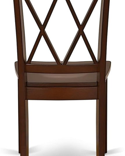 East West Furniture Antique 3 Piece Room Set Contains a Round Wooden Table with Pedestal and 2 Kitchen Dining Chairs, 36x36 Inch, AMCL3-MAH-W - LeafyLoom