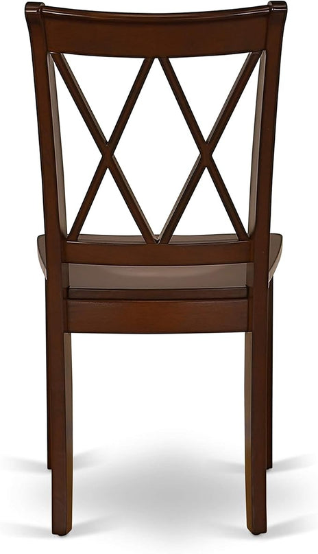 East West Furniture Antique 3 Piece Room Set Contains a Round Wooden Table with Pedestal and 2 Kitchen Dining Chairs, 36x36 Inch, AMCL3-MAH-W - LeafyLoom