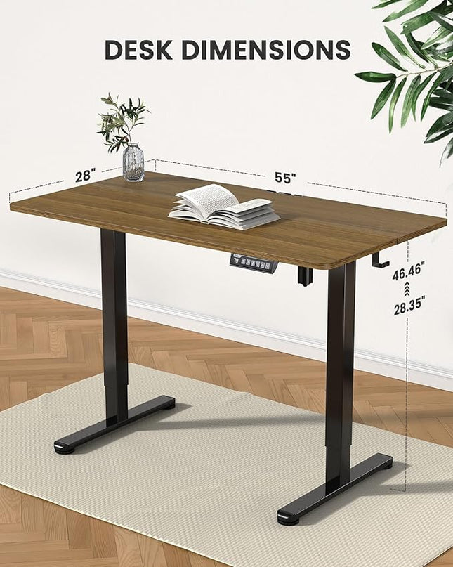 ErGear Height Adjustable Electric Standing Desk, 55 x 28 Inches Sit Stand up Desk, Memory Computer Home Office Desk (Espresso) - LeafyLoom