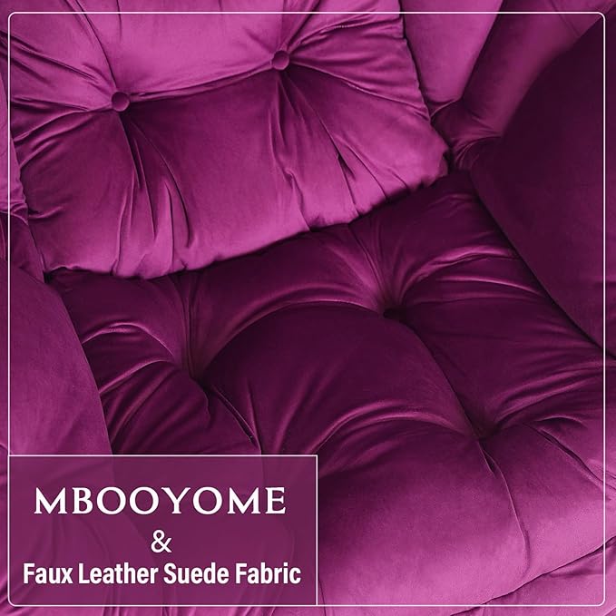 Lazy Chair with Ottoman, Modern Accent Chair Contemporary Lounge Leisure Upholstered Sofa Chair Set with Armrests, Reading Chair for Living Room, Bedroom, Office, Dark Purple - LeafyLoom